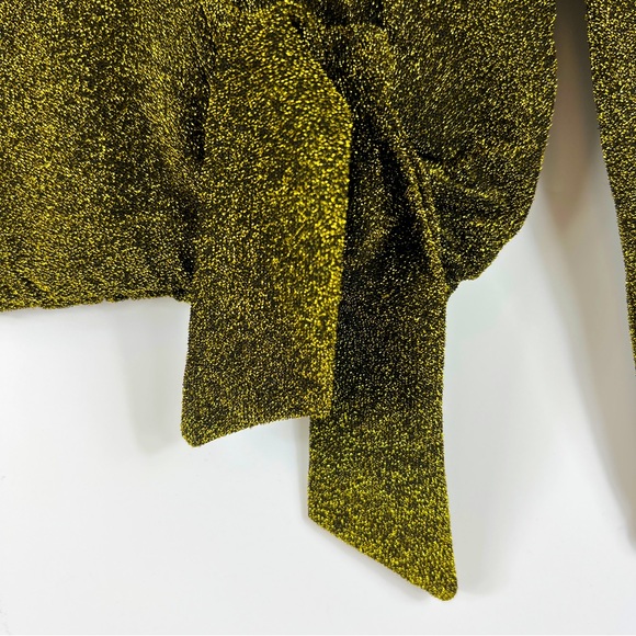 Michael Kors Gold/Black Metallic Tie Top Blouse XS NWT - Picture 4 of 6